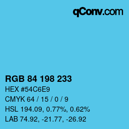 Código de color: RGB 84 198 233 | qconv.com