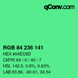 Code couleur: RGB 84 236 141 | qconv.com