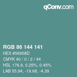 Code couleur: RGB 86 144 141 | qconv.com