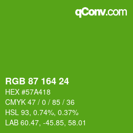 Code couleur: RGB 87 164 24 | qconv.com