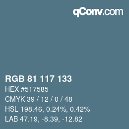 カラーコード: RGB 81 117 133 | qconv.com