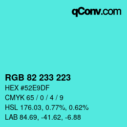 Farbcode: RGB 82 233 223 | qconv.com