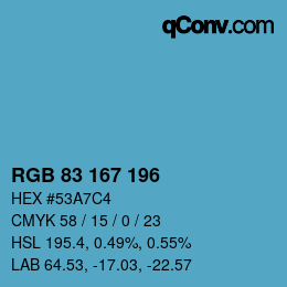 Color code: RGB 83 167 196 | qconv.com