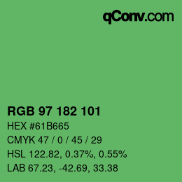 Código de color: RGB 97 182 101 | qconv.com