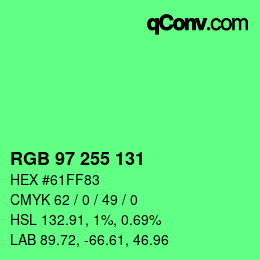 Color code: RGB 97 255 131 | qconv.com