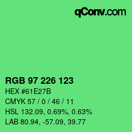 Color code: RGB 97 226 123 | qconv.com