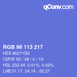 カラーコード: RGB 98 113 217 | qconv.com