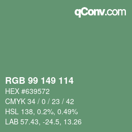 Color code: RGB 99 149 114 | qconv.com