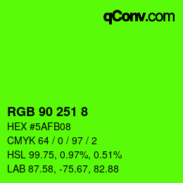 Code couleur: RGB 90 251 8 | qconv.com