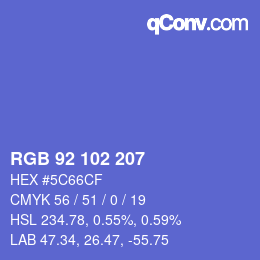 カラーコード: RGB 92 102 207 | qconv.com