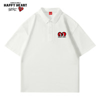 查尔斯桃心 CHARLES JANG'S HAPPY HEART 夏季新款短袖POLO衫男装字母logo基础宽松休闲翻领T恤