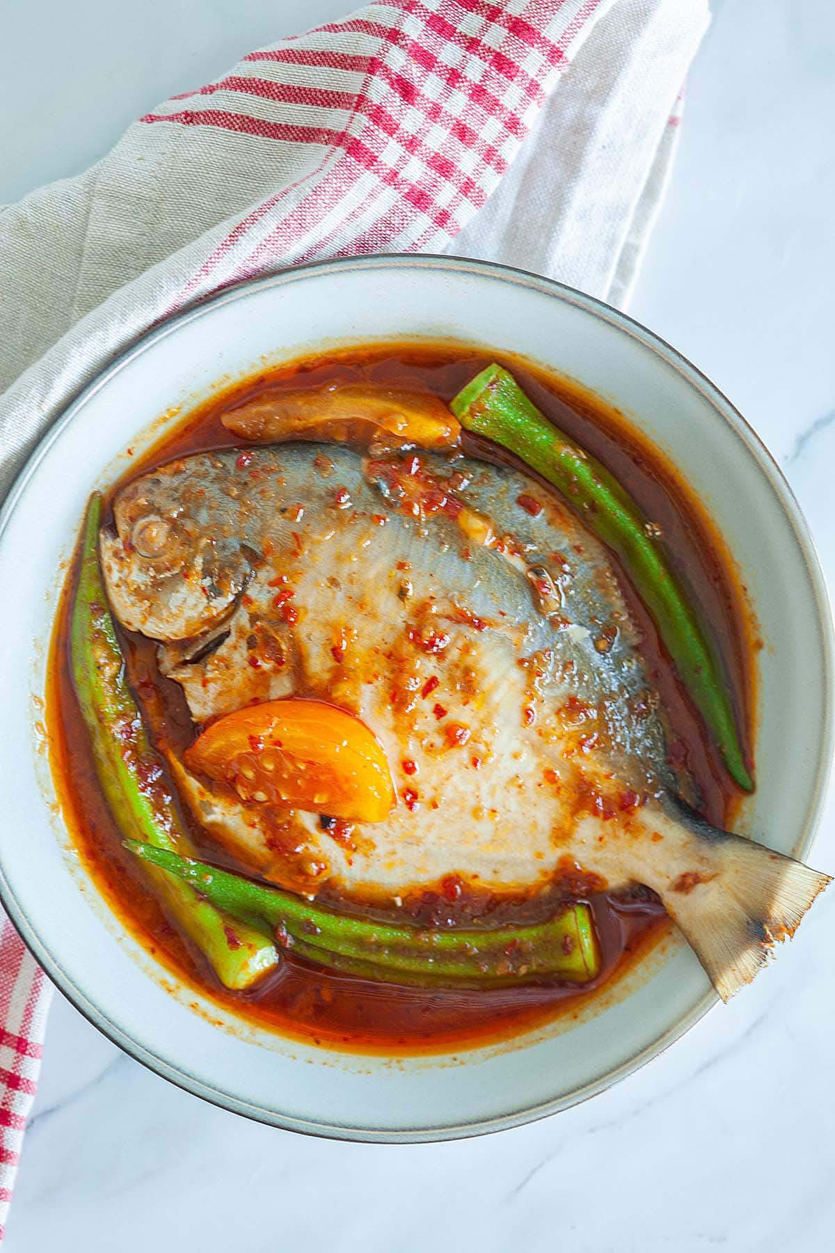 Fish with asam pedas.