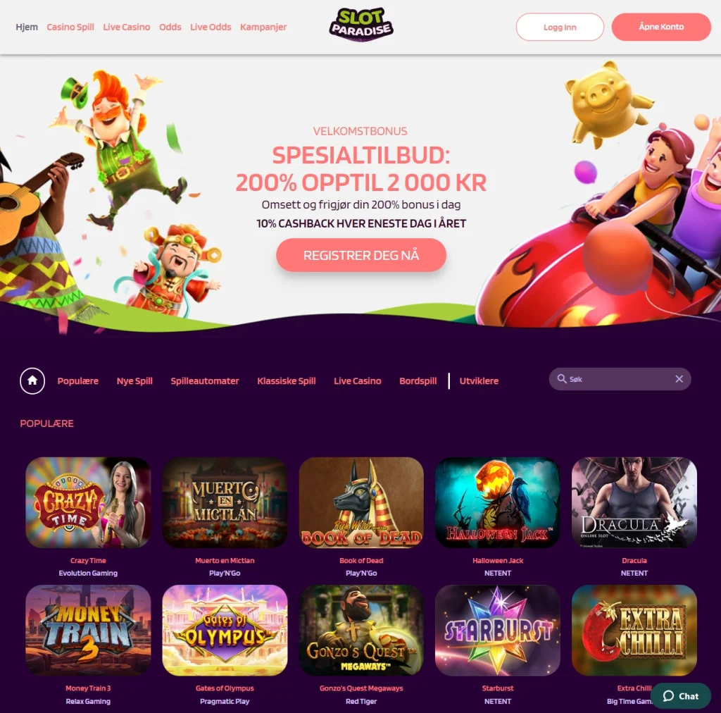 Slot Paradise Casino forside