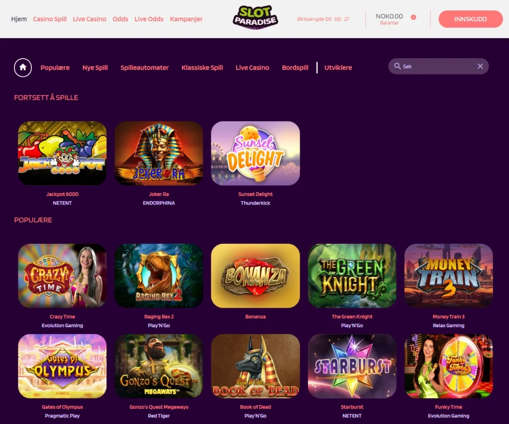 Slot paradise casino navigasjon og hastighet