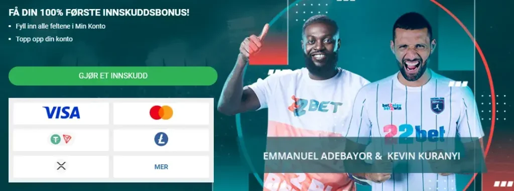 22bet innskuddsbonus