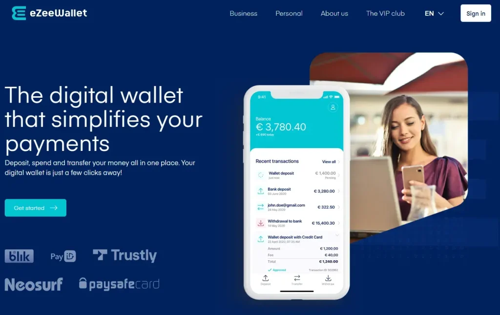 ezeewallet hovedside