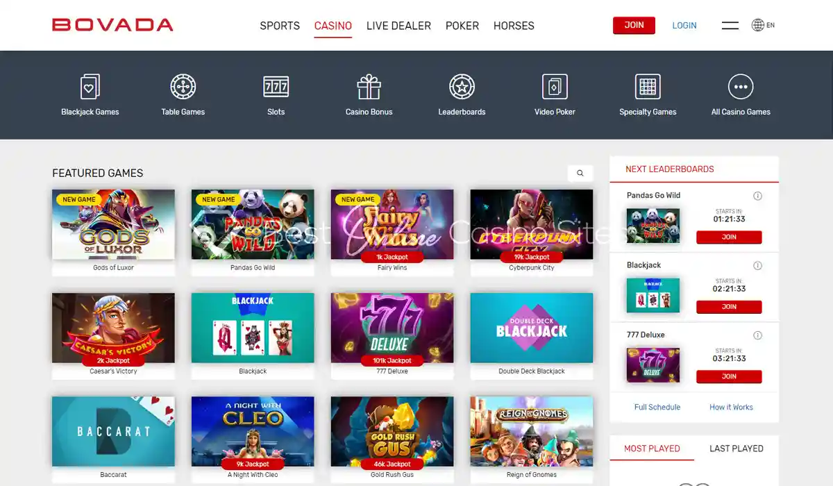 Bovada Casino Games