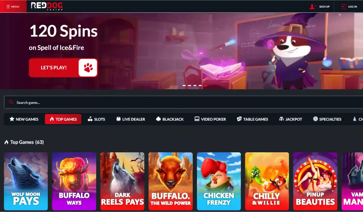 Red Dog casino Homepage