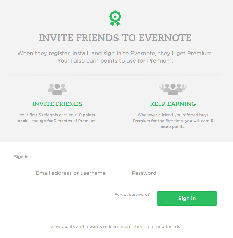 Evernote SaaS referral program 