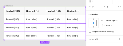 A screenshot showing how to set Constraints (Horizontal) to Left and right (for all rows).