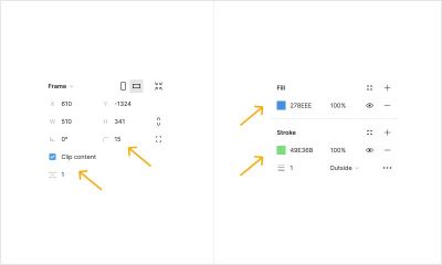 A screenshot showing how to group the table row elements into a single frame and then adjust the parameters.