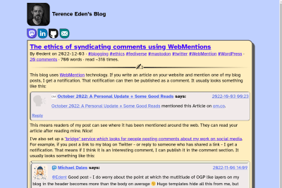 screenshot of The ethics of syndicating comments using WebMentions