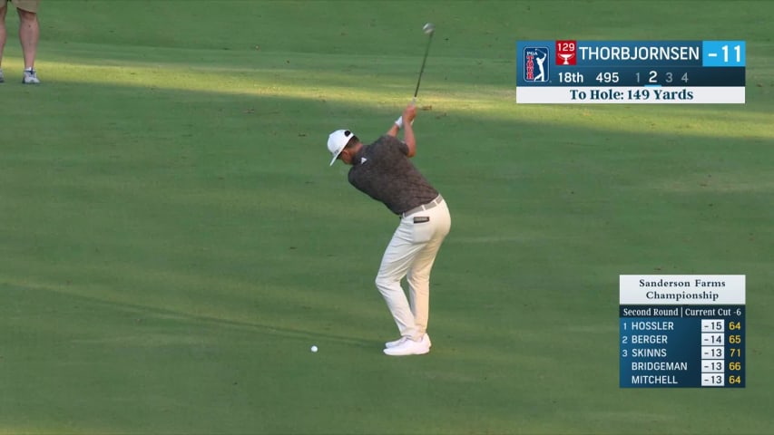 Michael Thorbjornsen's dart from the fairway leads to birdie at Sanderson Farms