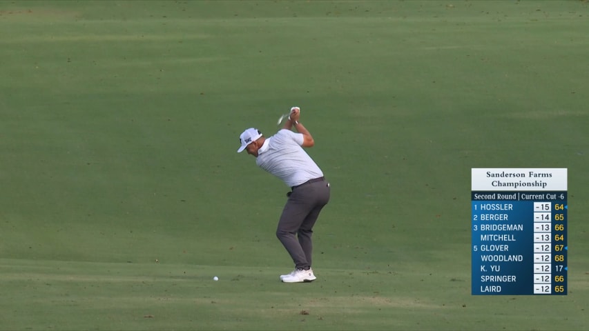 Justin Lower sticks approach to set up birdie to make the cut at Sanderson Farms