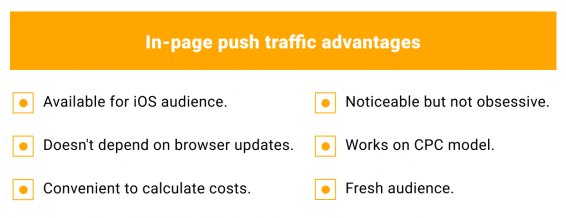 In-page push traffic advantages and disadvantages