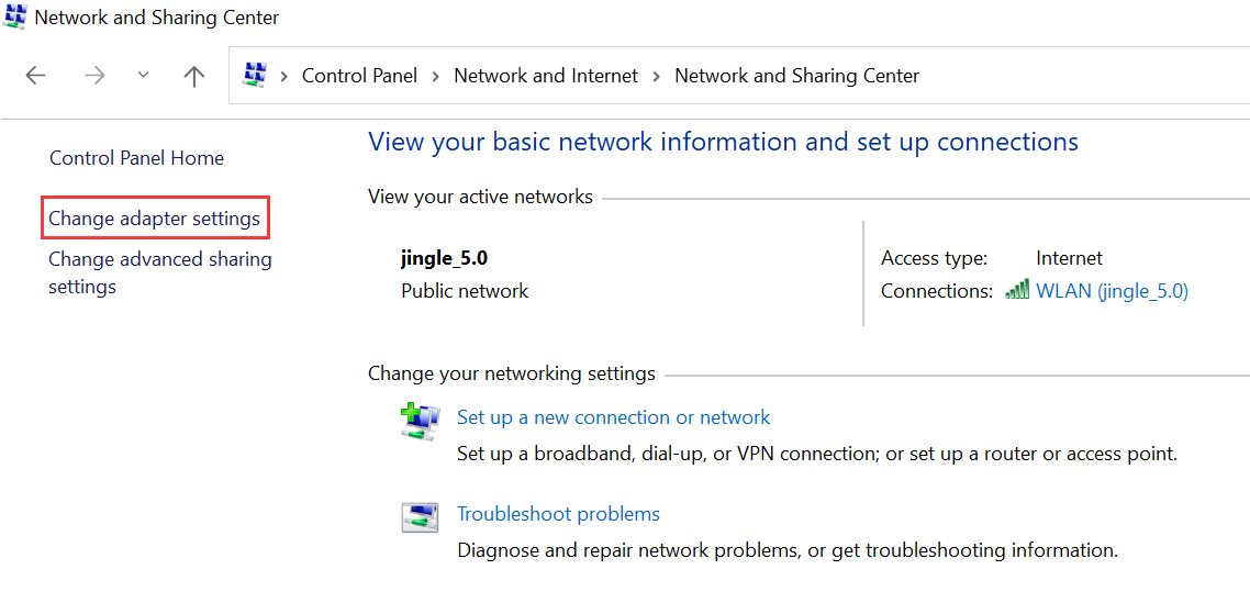 Network and Sharing Center