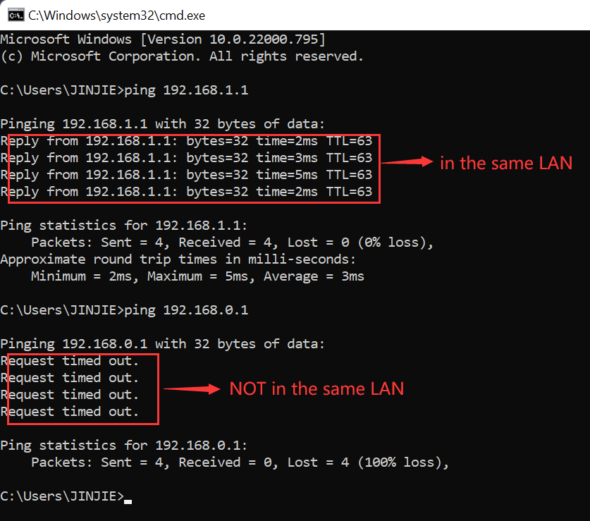 Ping IP results