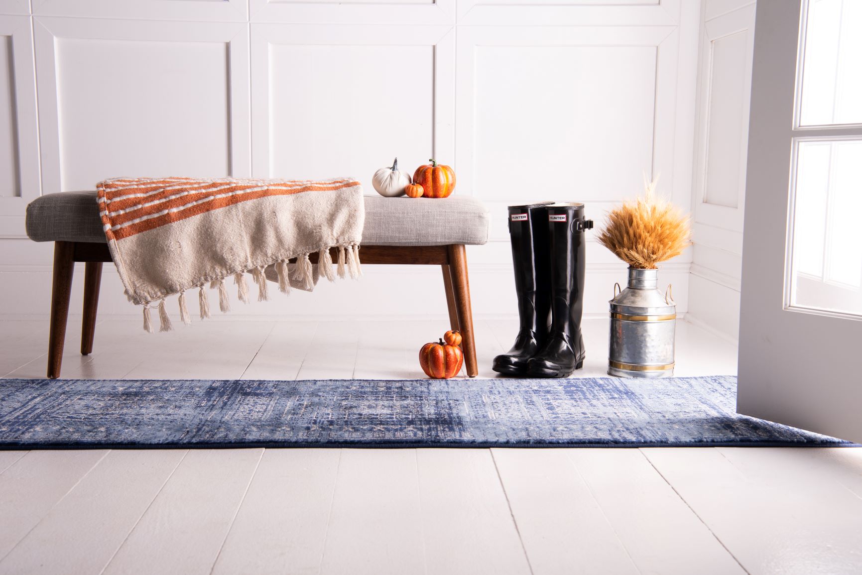 Kennedy runner rug with fall decor