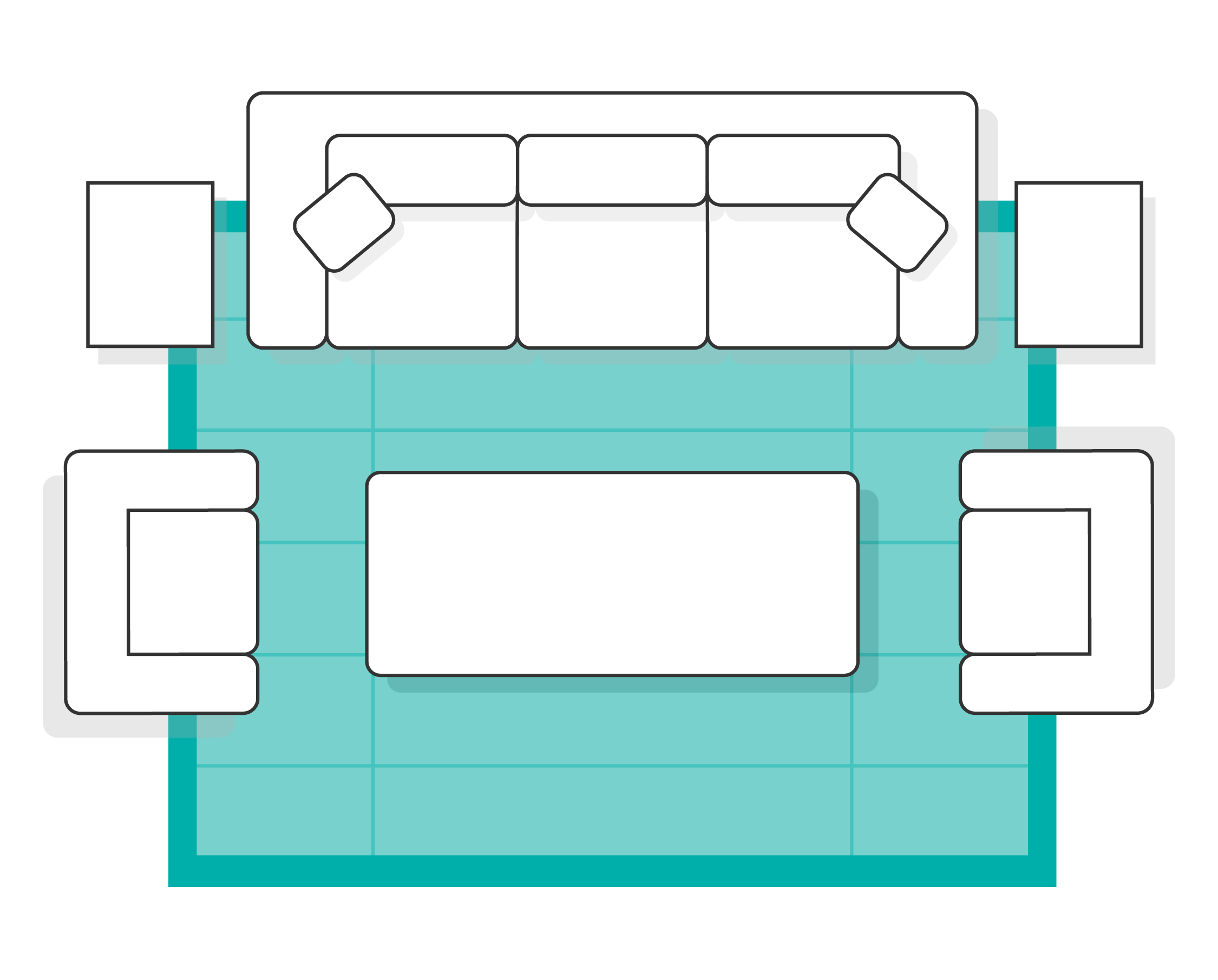 Living room layout with medium rug