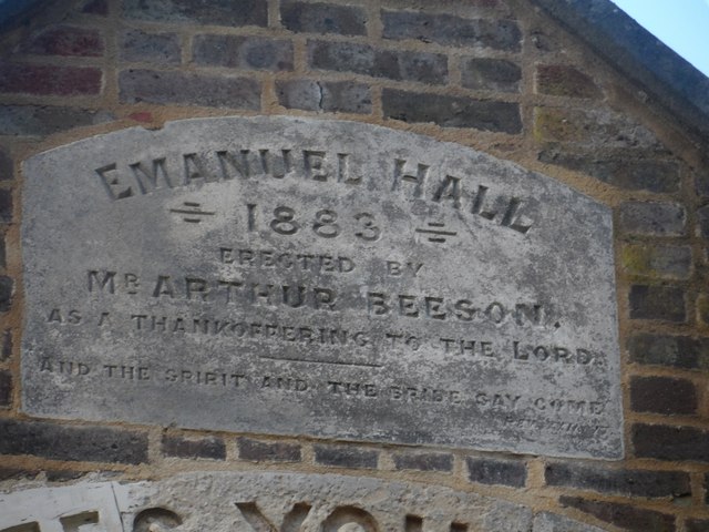 Plaque on gable of former chapel