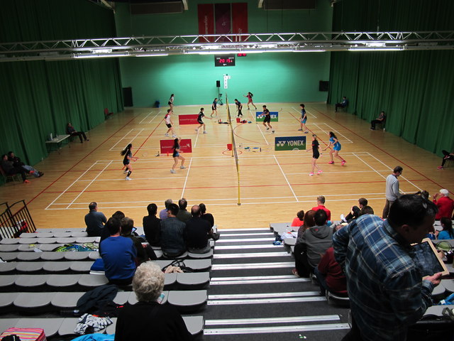 Spectators at badminton tournament, Redbridge