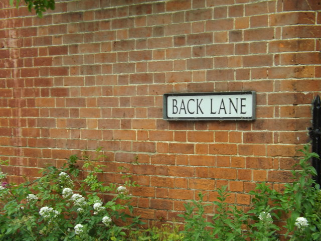 Back Lane sign