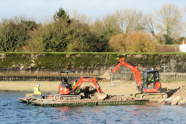 Repairing Startops Reservoir (12) Loading the Pontoon Raft with Rocks