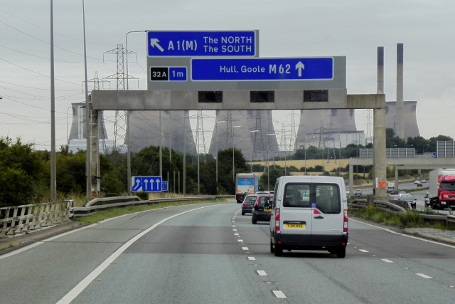 Overhead Sign Gantry, Eastbound M62 near Castleford