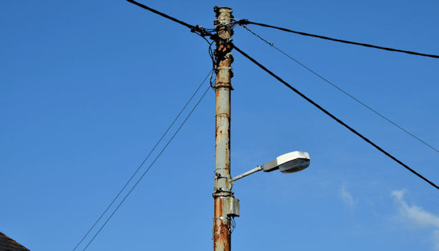 Metal telegraph pole, Saintfield (October 2015)