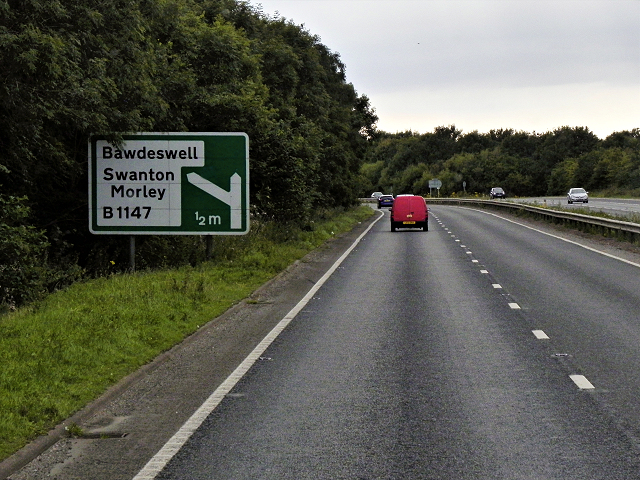 Westbound A47, Etling Green