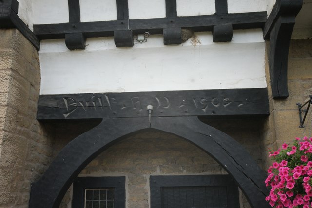 Dated beam in doorway