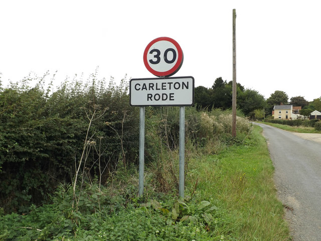 Carleton Rode Village Name sign on Church Road