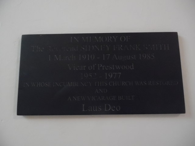 Plaque inside Holy Trinity Church, Prestwood