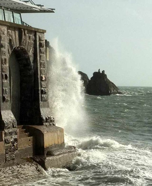 Wave during Storm Ophelia, Torquay