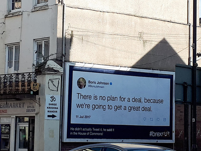 Anti-Brexit poster, Leamington Spa High Street