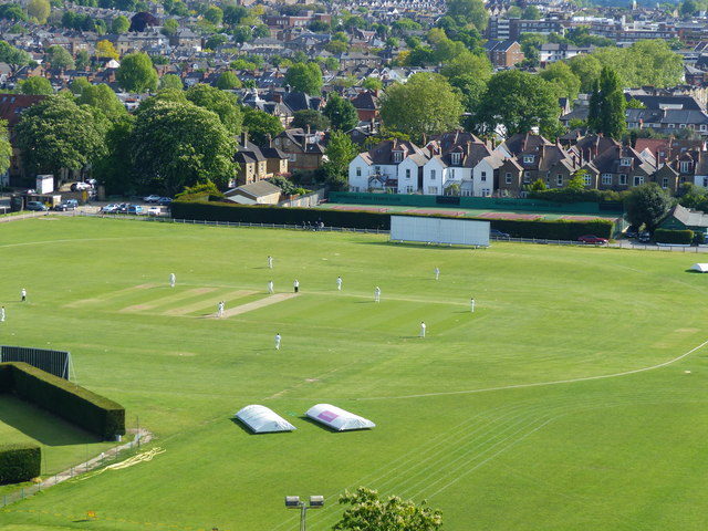 Watching cricket from the Pagoda, Kew Gardens