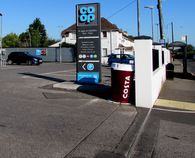 Costa and Co-op names, Gileston Road, St Athan