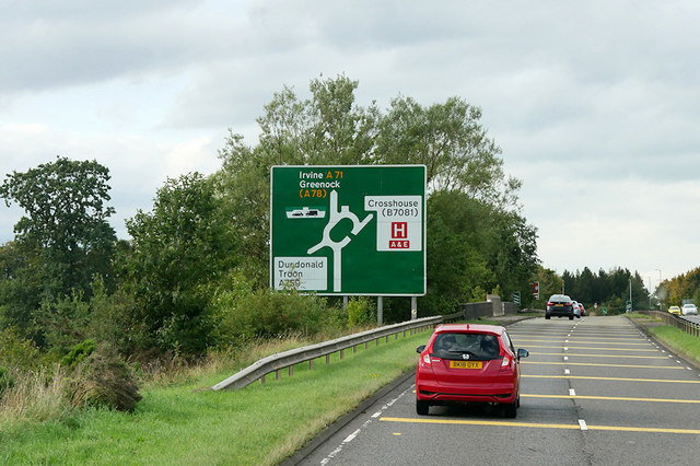 Westbound A71 towards Moorfield Roundabout