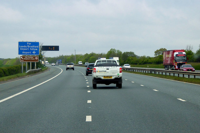 Northbound A1M between Wetherby and Harrogate