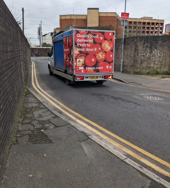 Tesco home delivery van, Factory Road, Newport